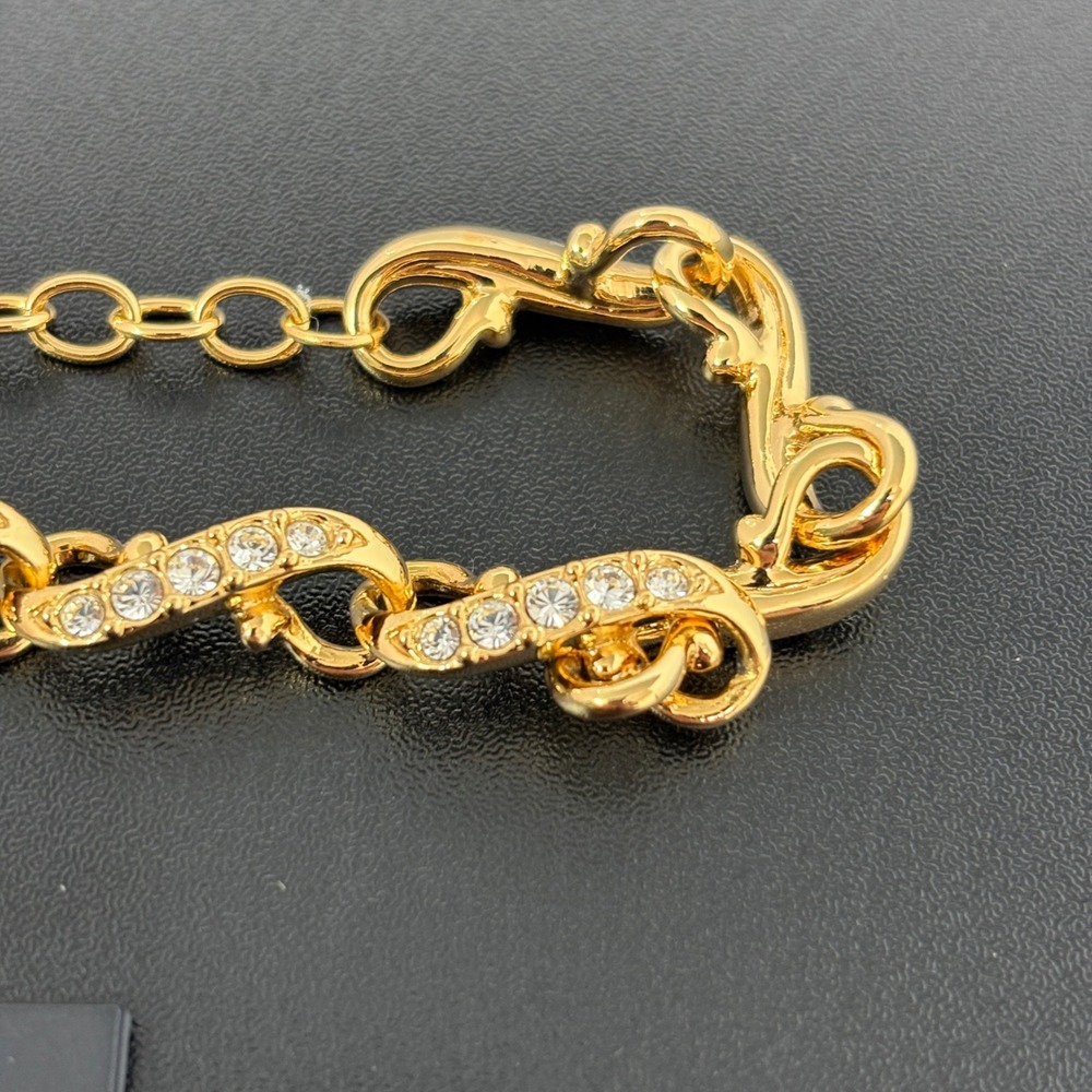 Swarovski Womens Bracelet OS Gold Crystal Link Adjustable NWT Gift Jewelry - Picture 3 of 10